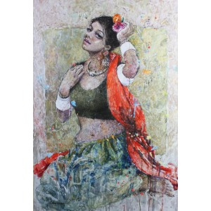 Moazzam Ali, Flower & Flower V, 30 X 42 Inches, Watercolour on Paper, Figurative Painting, AC-MOZ-012